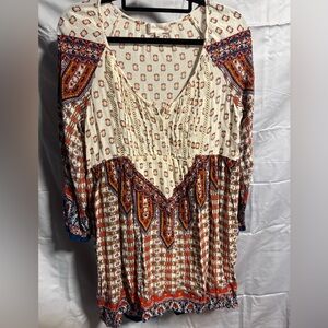 Altar'd State Cream and Rust Floral Dress